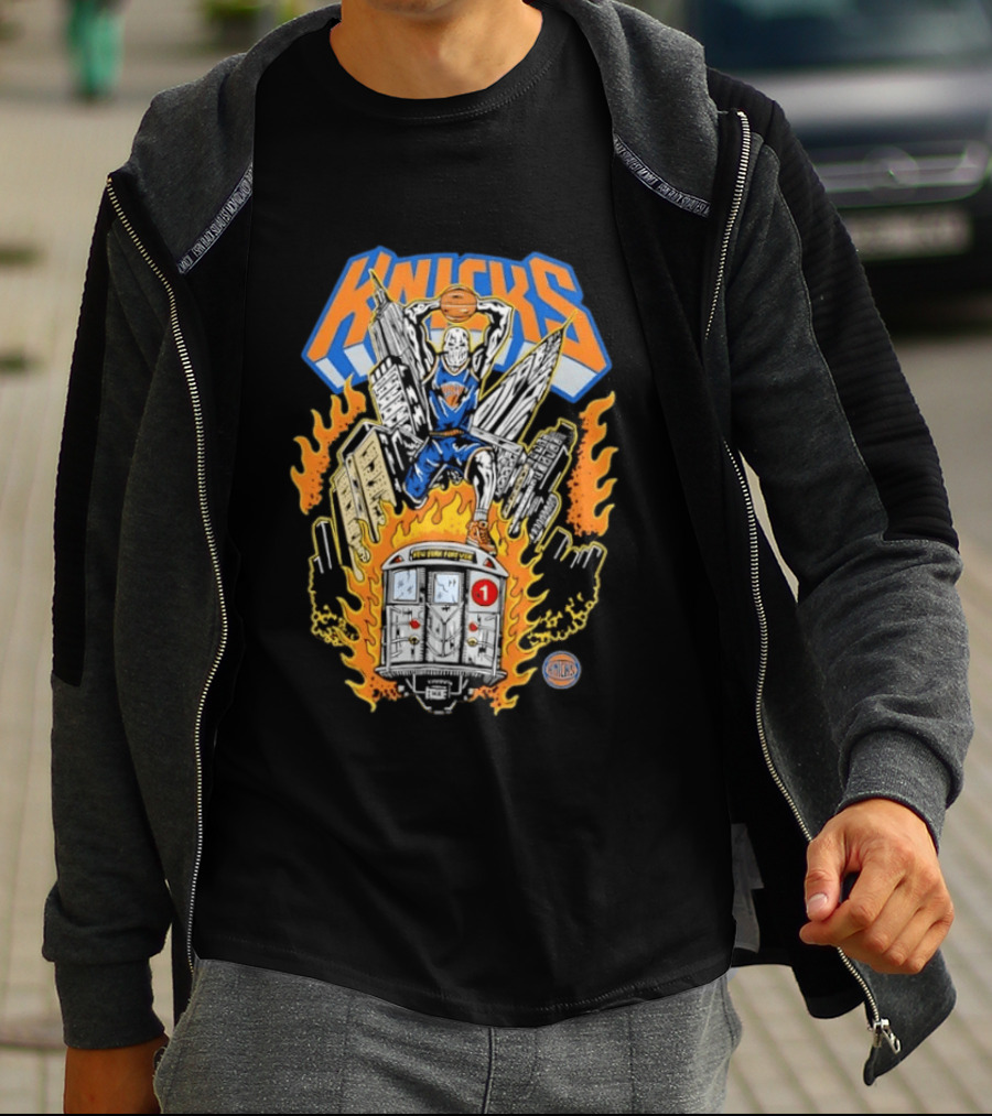 New York Knicks NBA Empire State Building Chrysler Building New York City Subway Basketball T-Shirt
