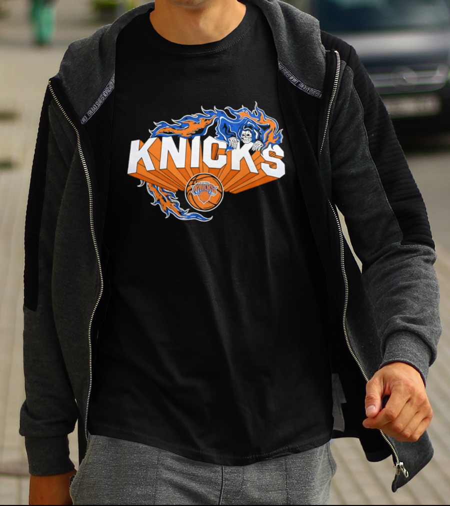 Knicks Basketball Team Flame Graphic New York Knicks NBA T-Shirt
