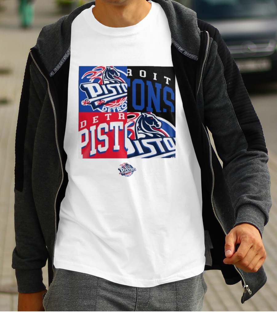 Detroit Pistons New Era Block PISTONS DETROIT Basketball T-Shirt