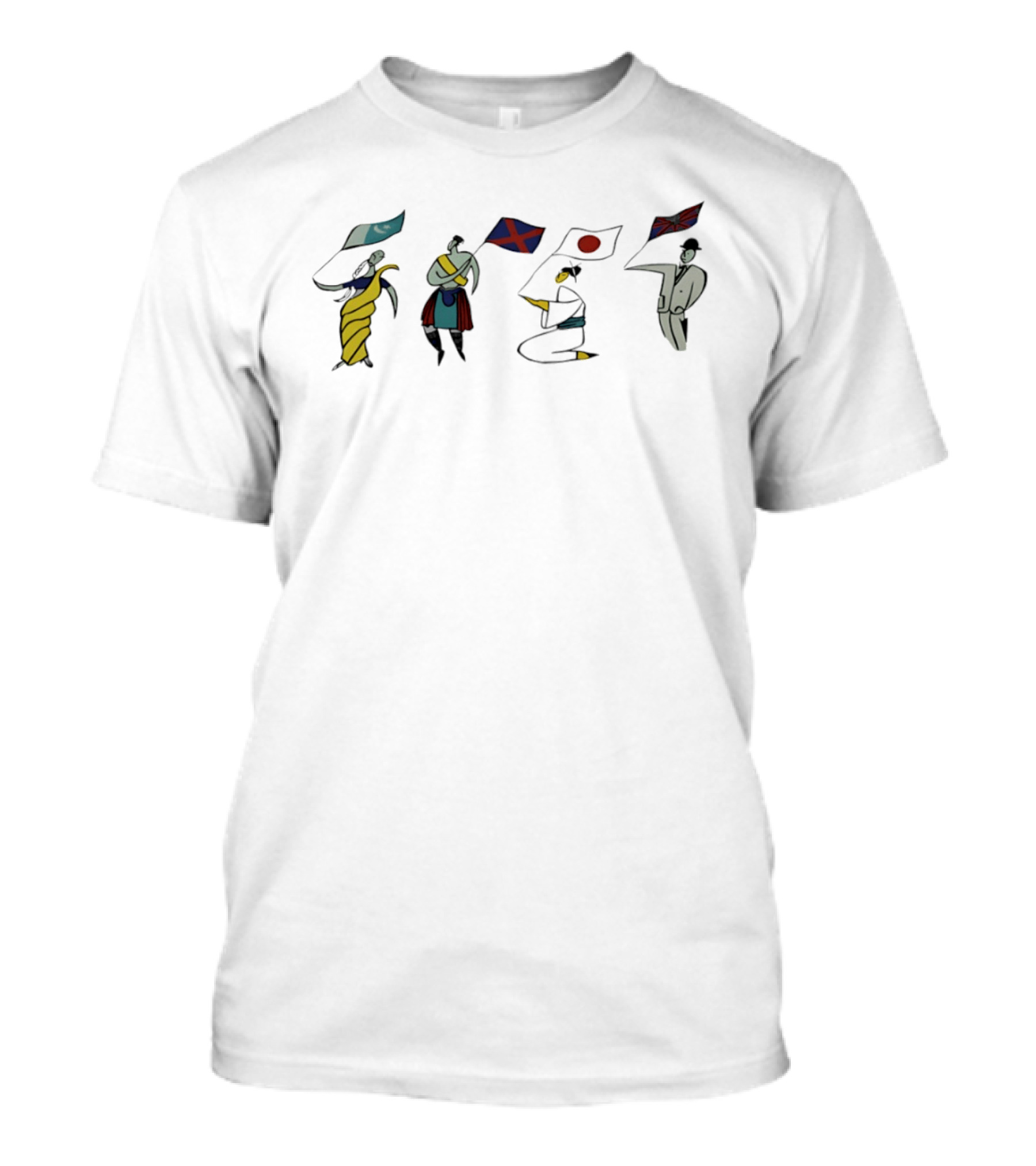 East Turkestan Scotland Japan United Kingdom Flag Figures T-Shirt