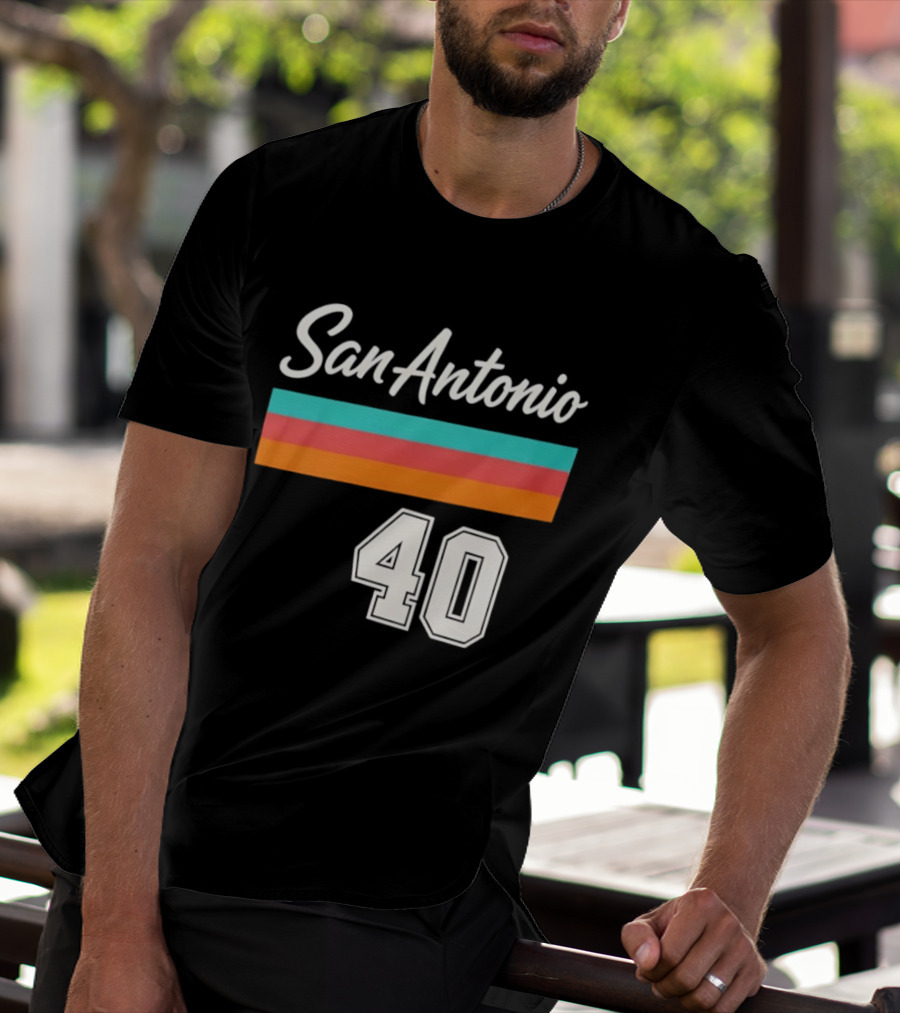 San Antonio Spurs NBA San Antonio 40 Retro Stripes T-Shirt