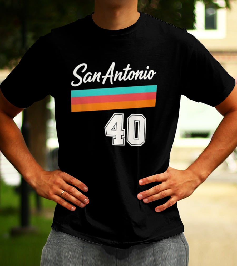 San Antonio Spurs NBA San Antonio 40 Retro Stripes T-Shirt