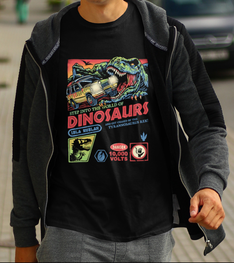 Step Into The World Of Dinosaurs Jala Muzlar T. Anadromerus Rex Danger 10,000 Volts T-Shirt