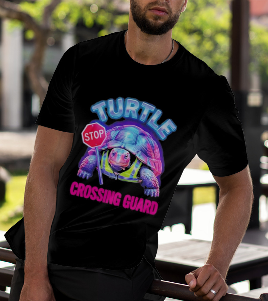 Turtle Stop Crossing Guard Neon Vibe T-Shirt