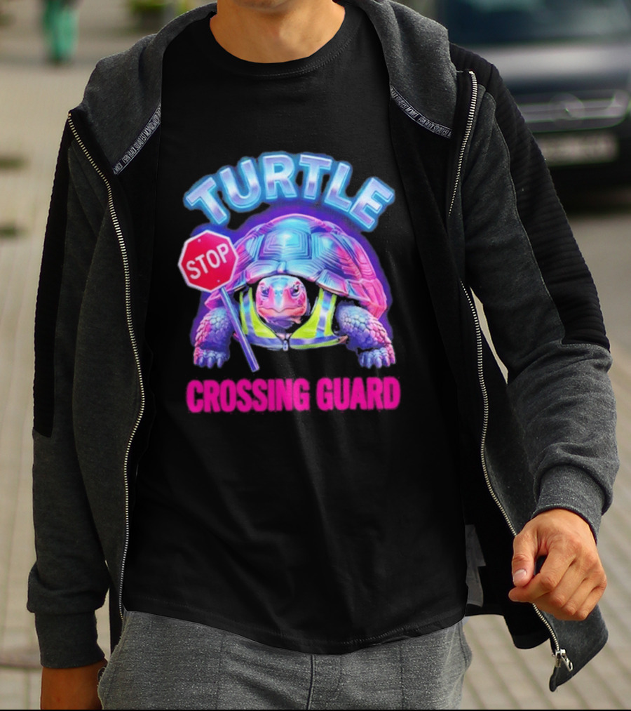 Turtle Stop Crossing Guard Neon Vibe T-Shirt