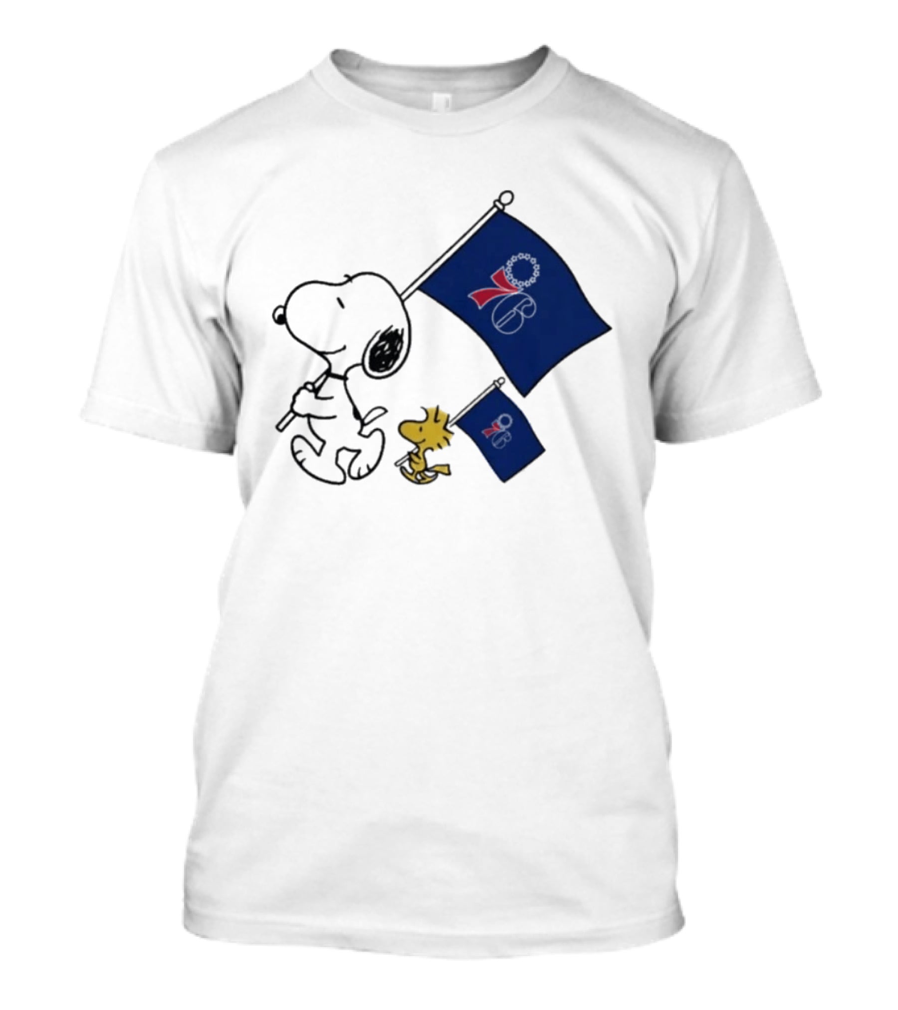 NBA Philadelphia 76ers Snoopy Woodstock Flag Peanuts Basketball T-Shirt