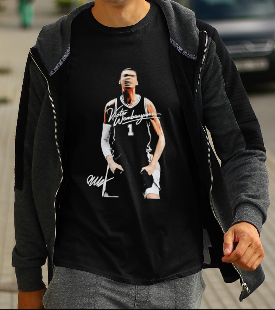 Victor Wembanyama San Antonio Spurs 2023 NBA Draft Number 1 Jersey Signature T-Shirt
