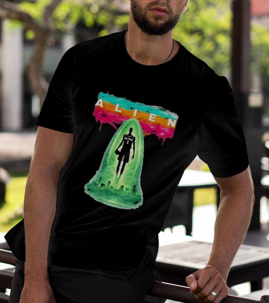 Victor Wembanyama Alien San Antonio Spurs NBA Skyline T-Shirt
