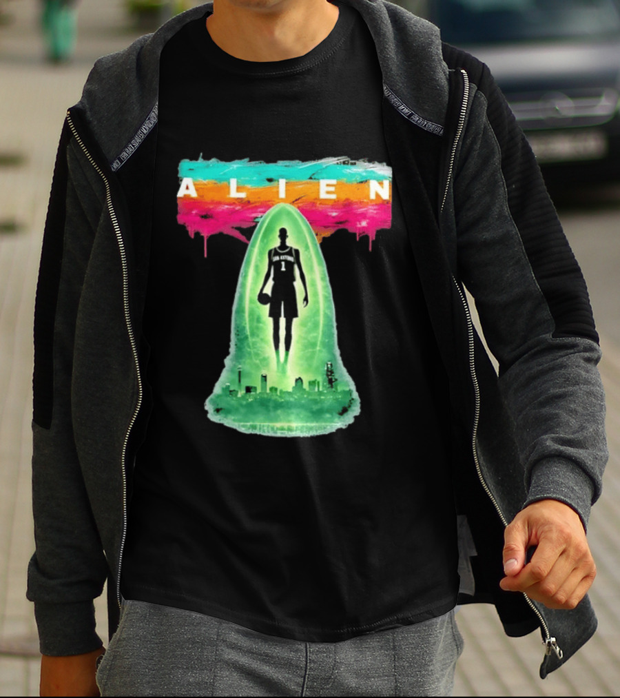 Victor Wembanyama Alien San Antonio Spurs NBA Skyline T-Shirt