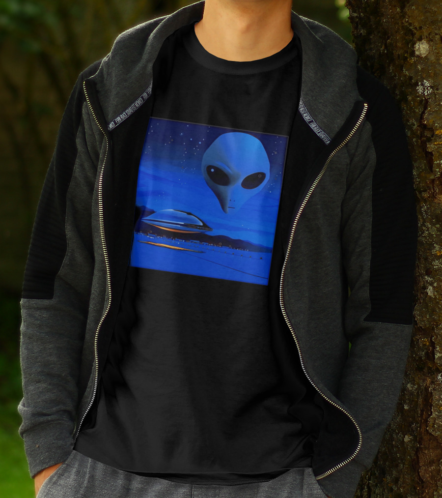 Aline UFO Portrait Night Sky Scene T-Shirt