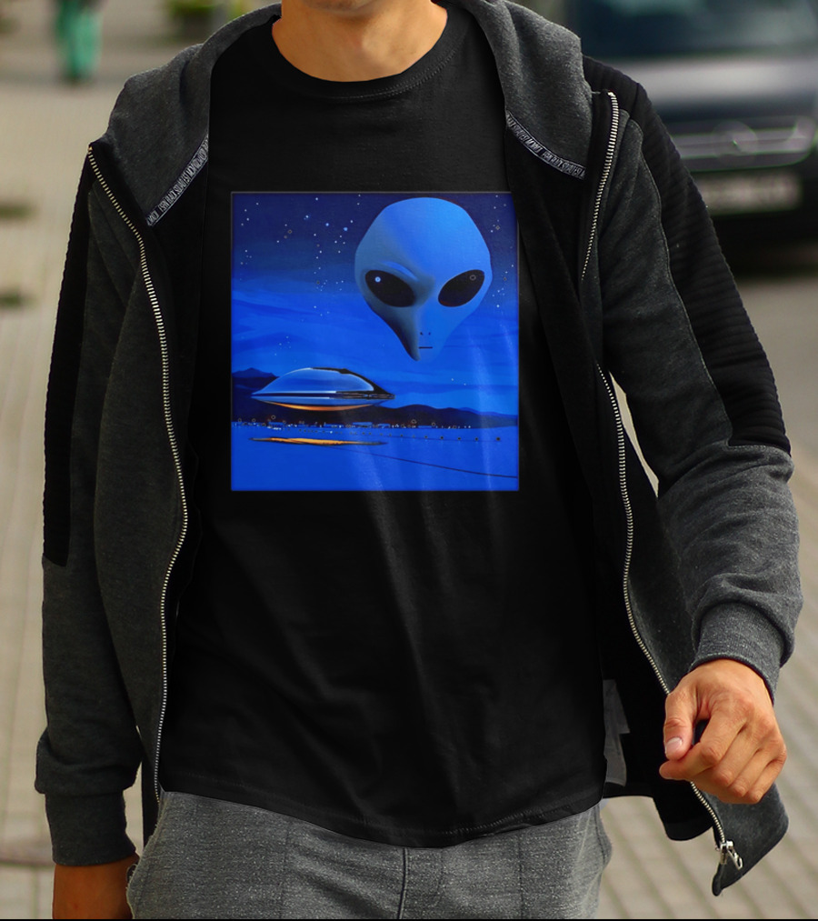Aline UFO Portrait Night Sky Scene T-Shirt