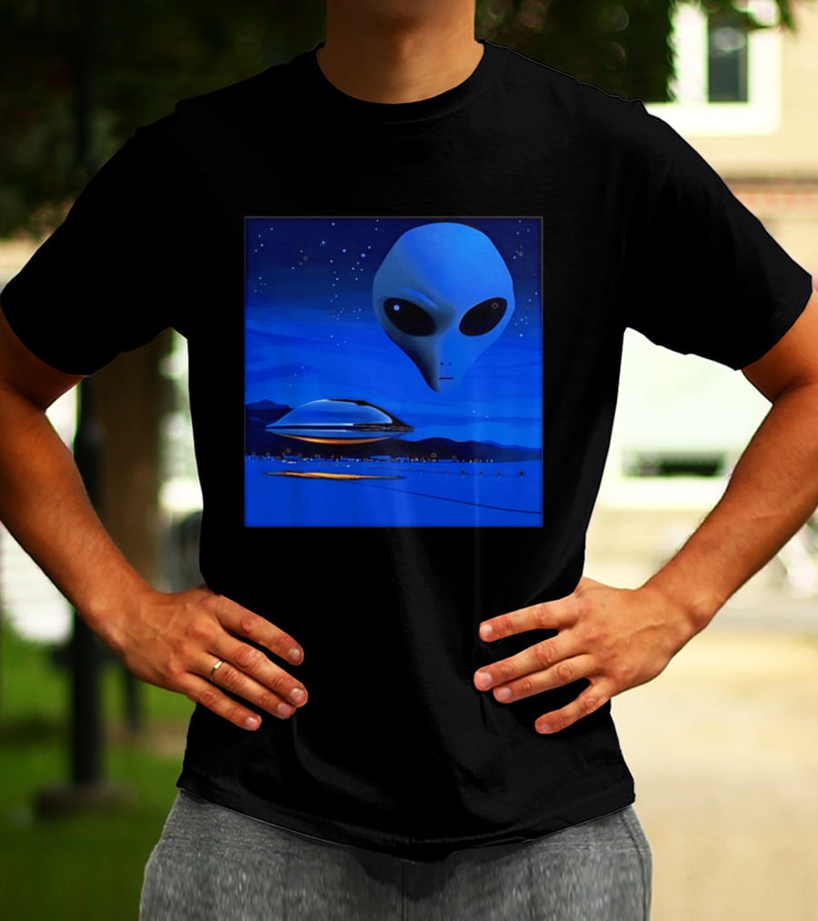 Aline UFO Portrait Night Sky Scene T-Shirt