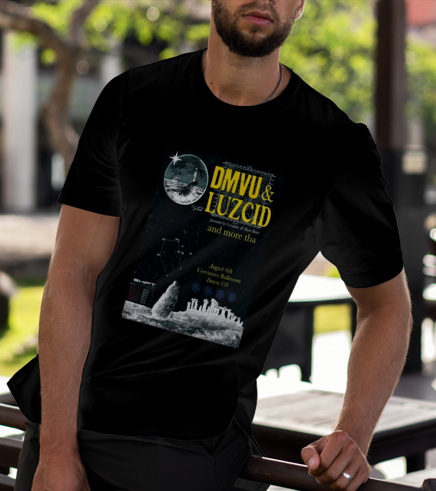 DMVU LUZCID August 6th Cervantes Ballroom Denver CO Lunar Lighthouse Constellation T-Shirt