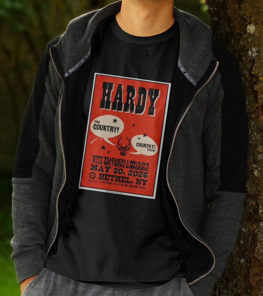 HARDY Country Tour Bethel NY May 30 2026 Woodstock Festival Tucker McCoy Wetmore Moore T-Shirt