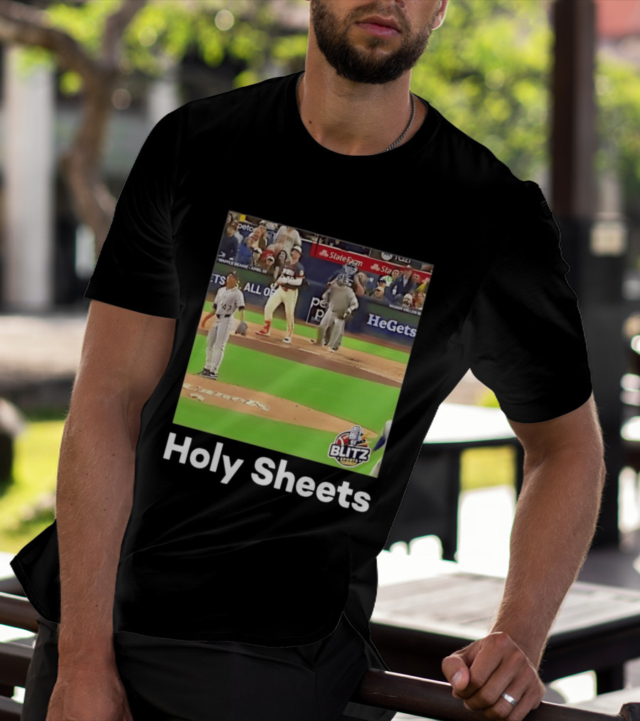 Mason Miller Holy Sheets Blitz Sports MLB HeGets State Farm Waffle Beanie T-Shirt