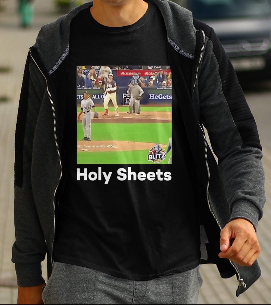 Mason Miller Holy Sheets Blitz Sports MLB HeGets State Farm Waffle Beanie T-Shirt
