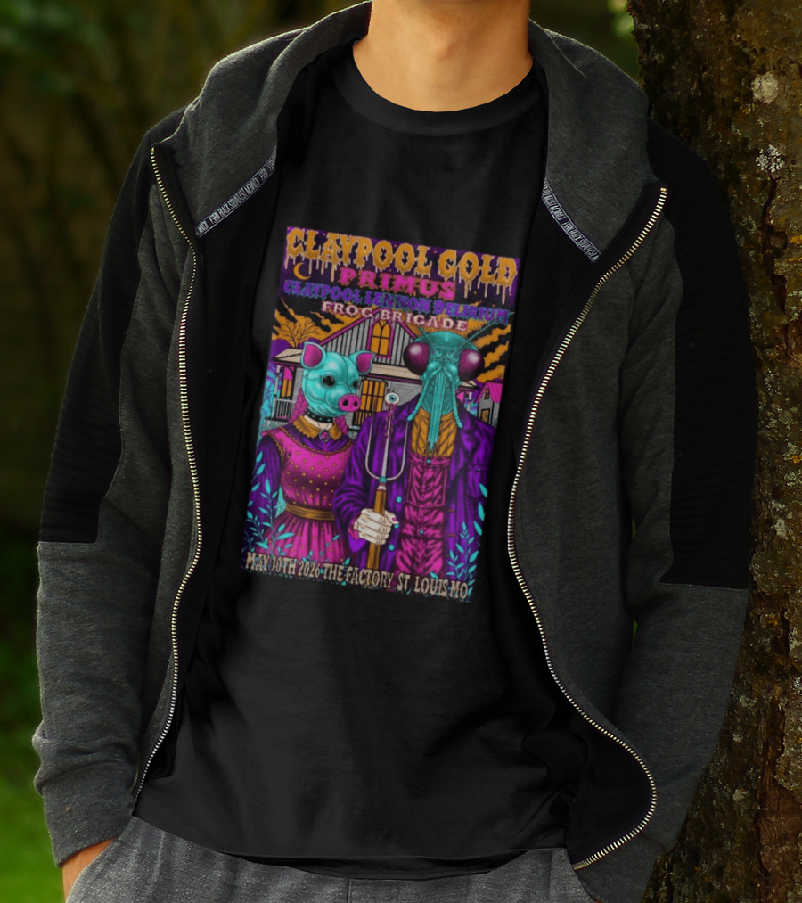 Claypool Cold Primus Claypool Lennon Delirium Frog Brigade May 30th 2026 The Factory St. Louis Mo T-Shirt
