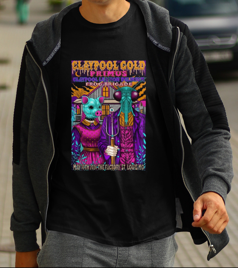 Claypool Cold Primus Claypool Lennon Delirium Frog Brigade May 30th 2026 The Factory St. Louis Mo T-Shirt