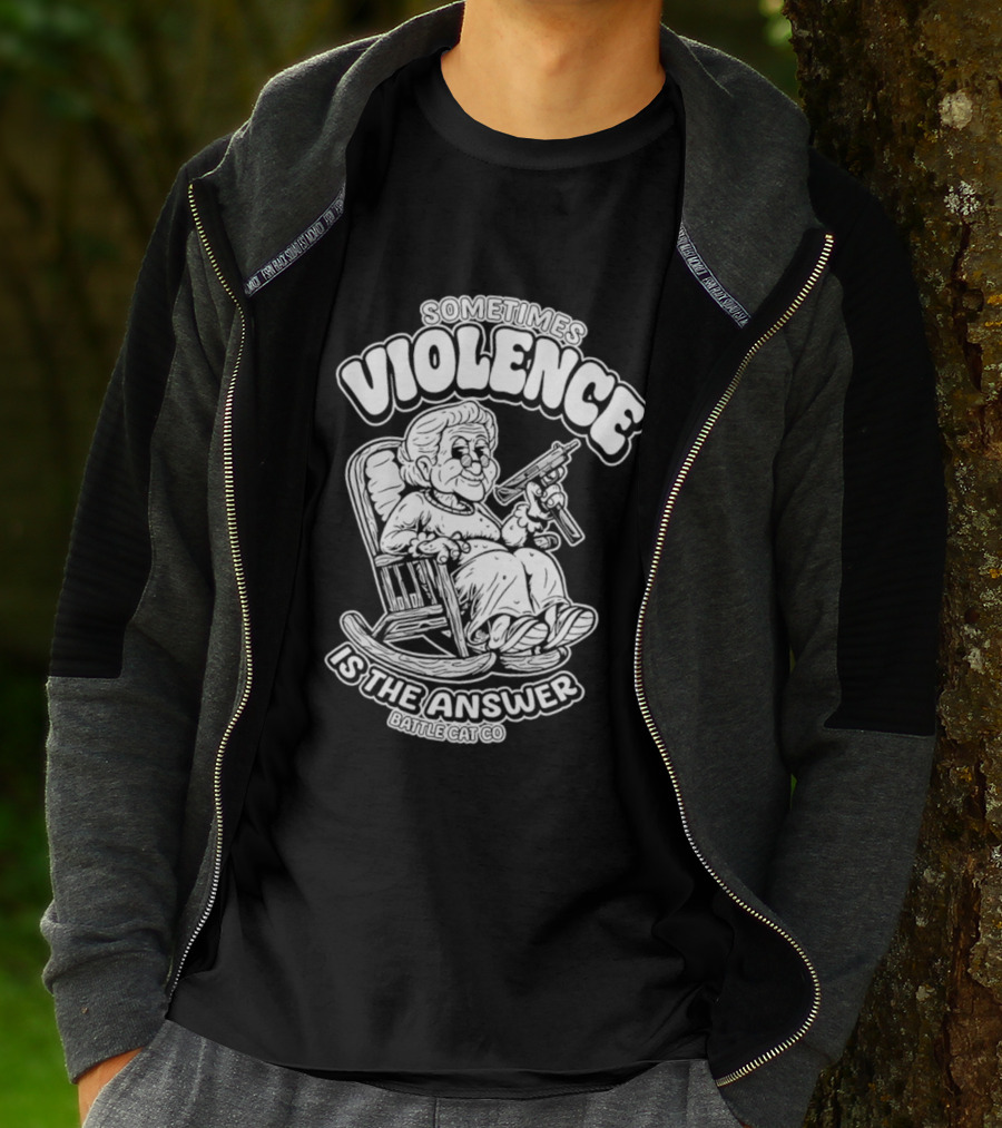 Grandma Sometimes Violence Is The Answer Retro Funny Guns T-Shirt