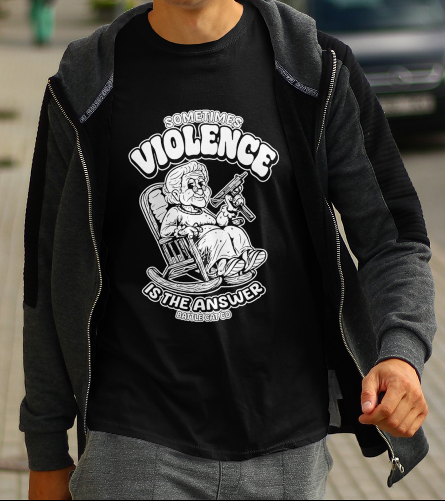 Grandma Sometimes Violence Is The Answer Retro Funny Guns T-Shirt