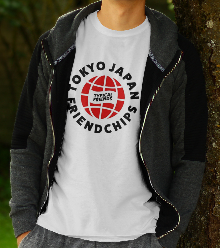 Tokyo Japan Friendchips Typical Friends Red Globe T-Shirt