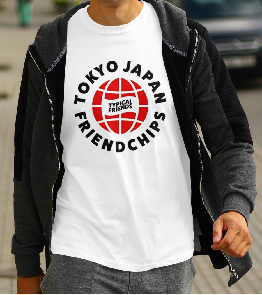 Tokyo Japan Friendchips Typical Friends Red Globe T-Shirt
