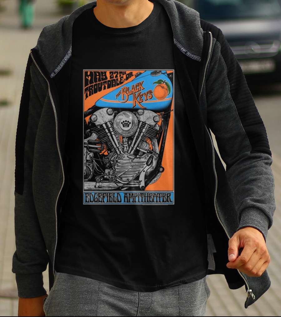 May 27 Troutdale OR The Black Keys Motorcycle Edgefield Amphitheater T-Shirt