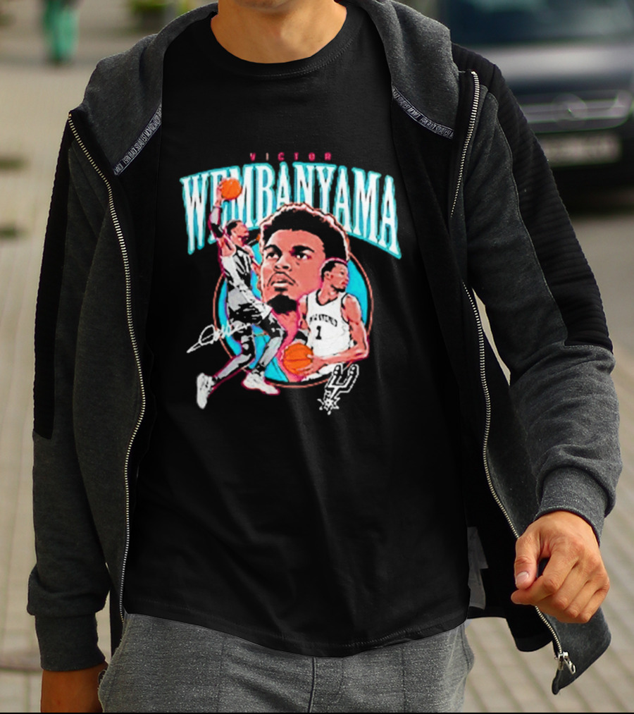 Victor Wembanyama San Antonio Spurs NBA Basketball Player Action Collage T-Shirt
