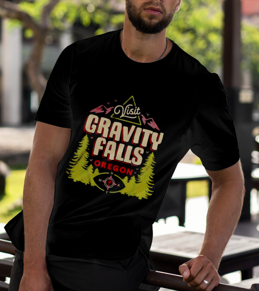 Visit Gravity Falls Oregon Pines Mountains Eye T-Shirt