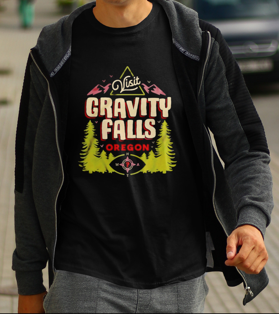 Visit Gravity Falls Oregon Pines Mountains Eye T-Shirt