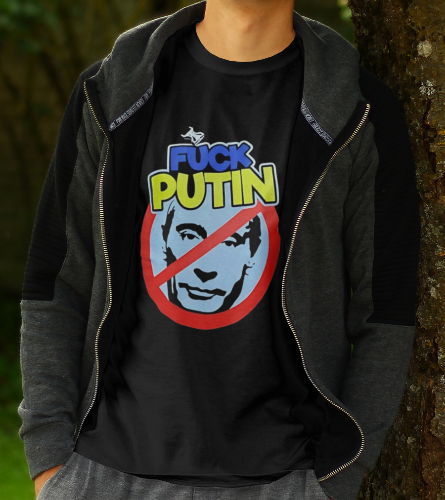 FUCK PUTIN Red Circle Icon With Blue And Yellow T-Shirt