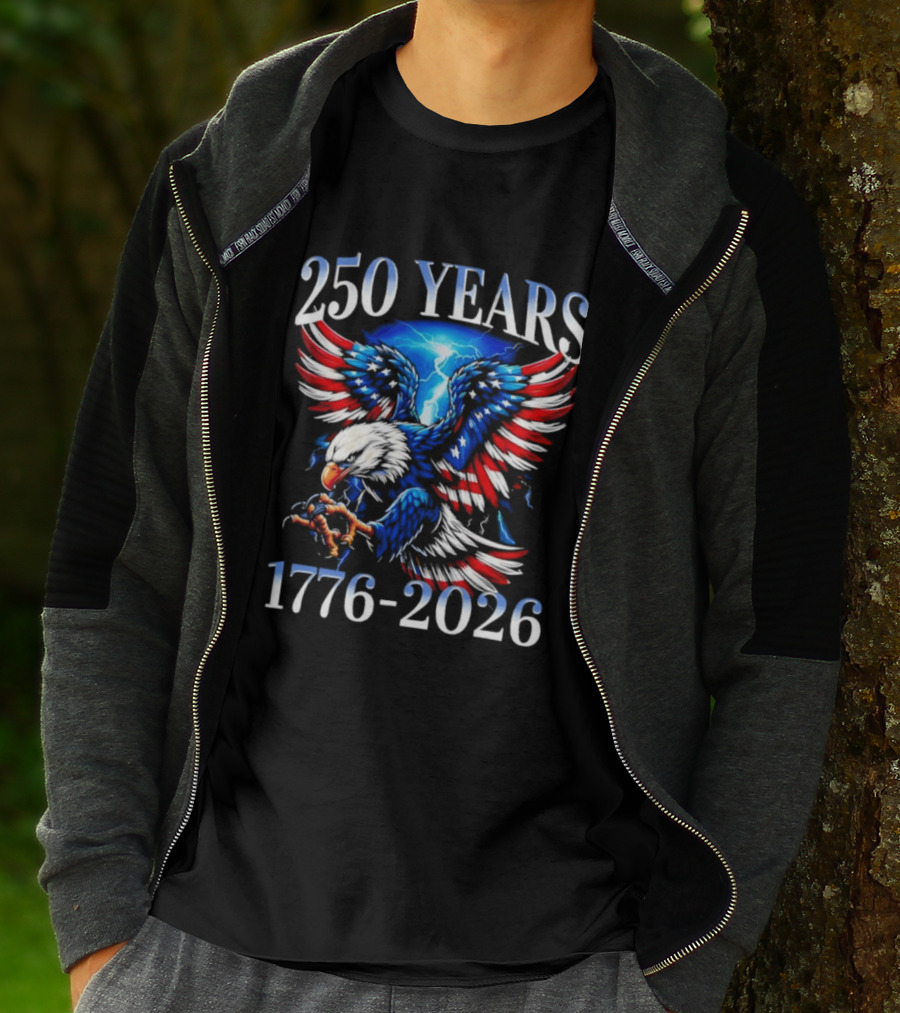 250 Years American Flag Bald Eagle 1776 2026 Anniversary T-Shirt