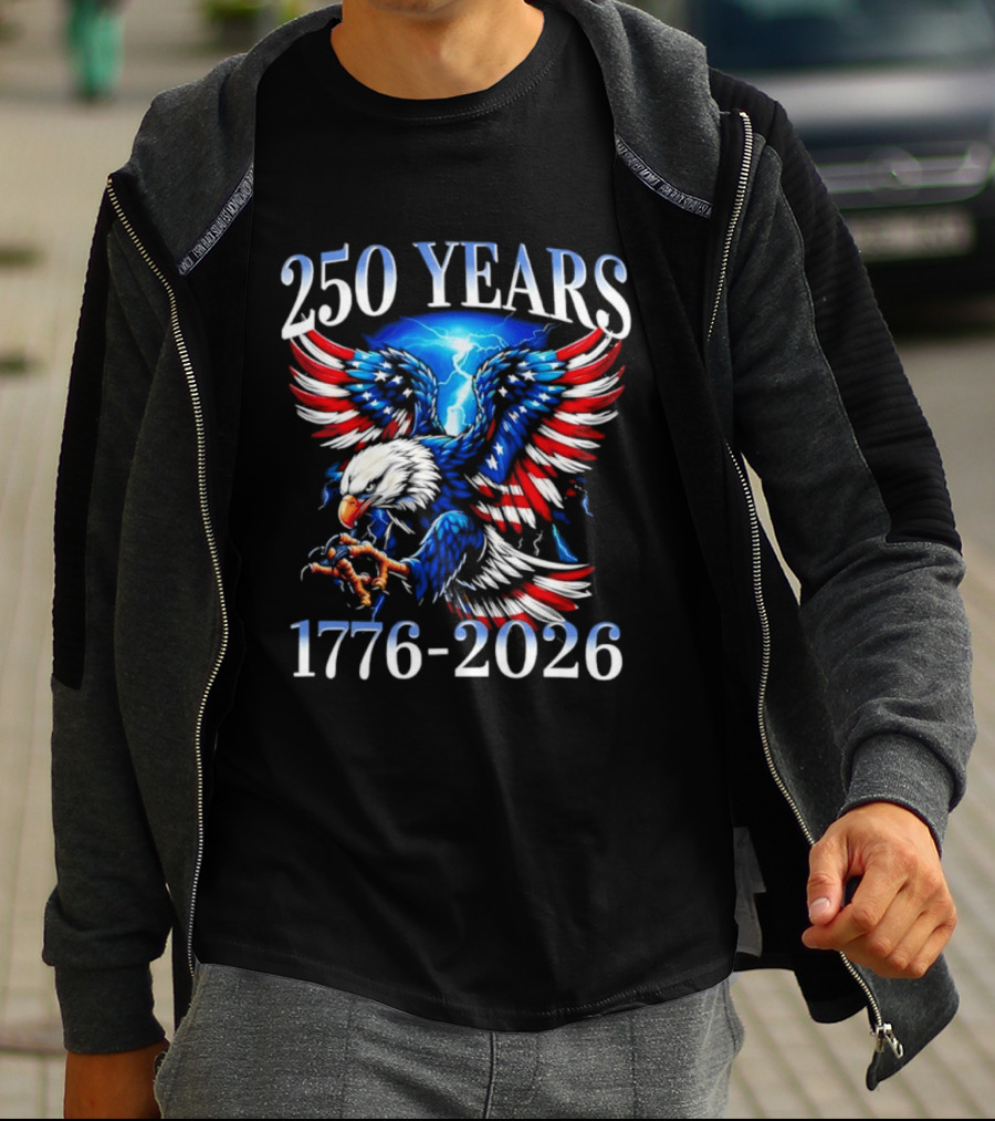 250 Years American Flag Bald Eagle 1776 2026 Anniversary T-Shirt