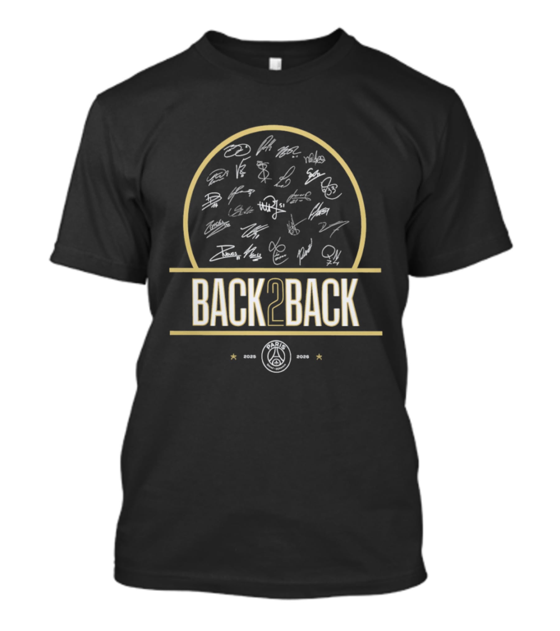 Paris Saint Germain Back 2 Back 2025 2026 Mbappe 7 Hakimi 2 Zaire Emery 33 Vitinha 28 Signatures T-Shirt