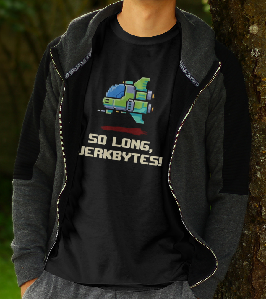 Pixel Spaceship So Long Jerkbytes Retro Sci Fi 8 Bit T-Shirt