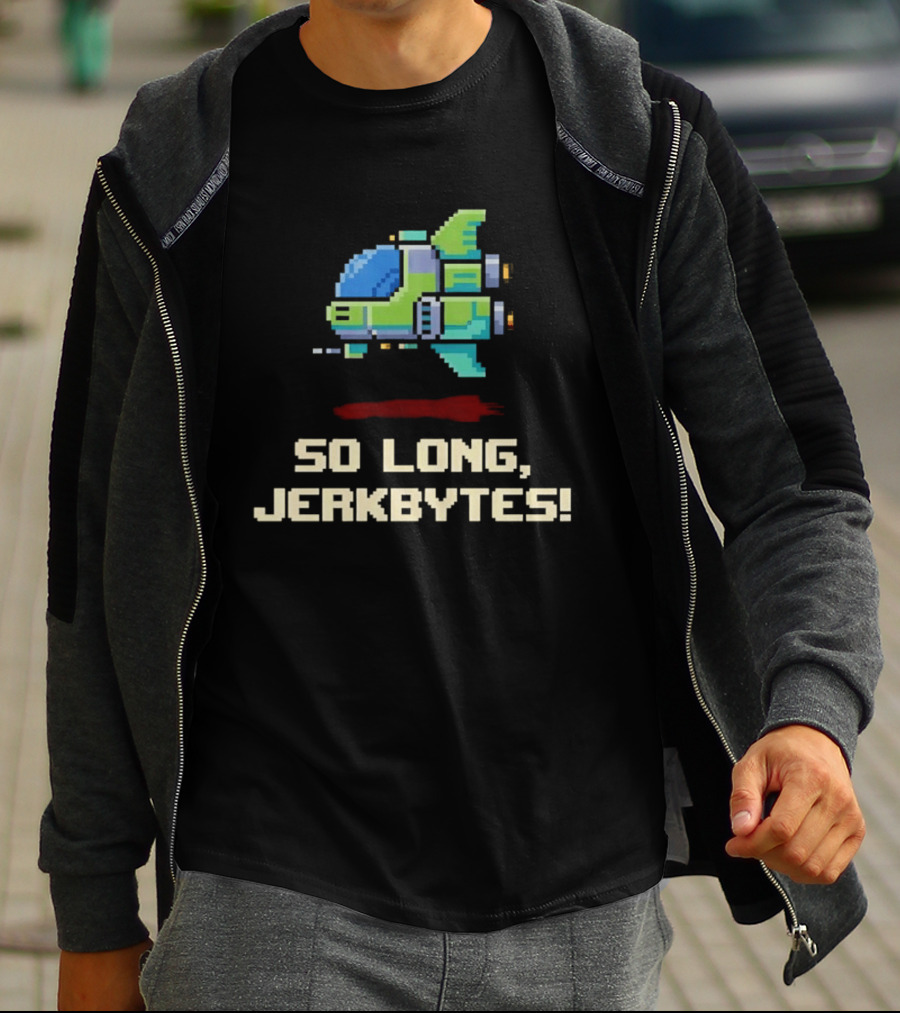 Pixel Spaceship So Long Jerkbytes Retro Sci Fi 8 Bit T-Shirt