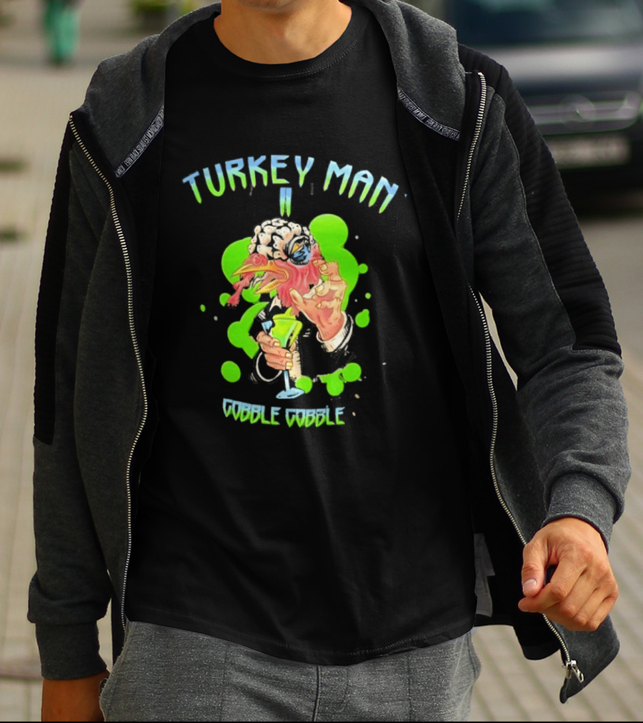 Turkey Man II Gobble Gobble Funny Thanksgiving Halloween T-Shirt