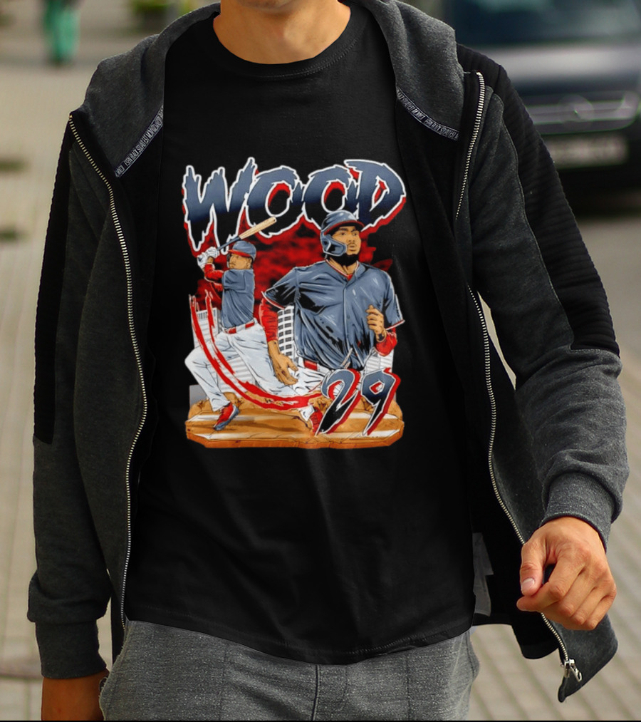 Wood 29 Washington Baseball Player Action T-Shirt