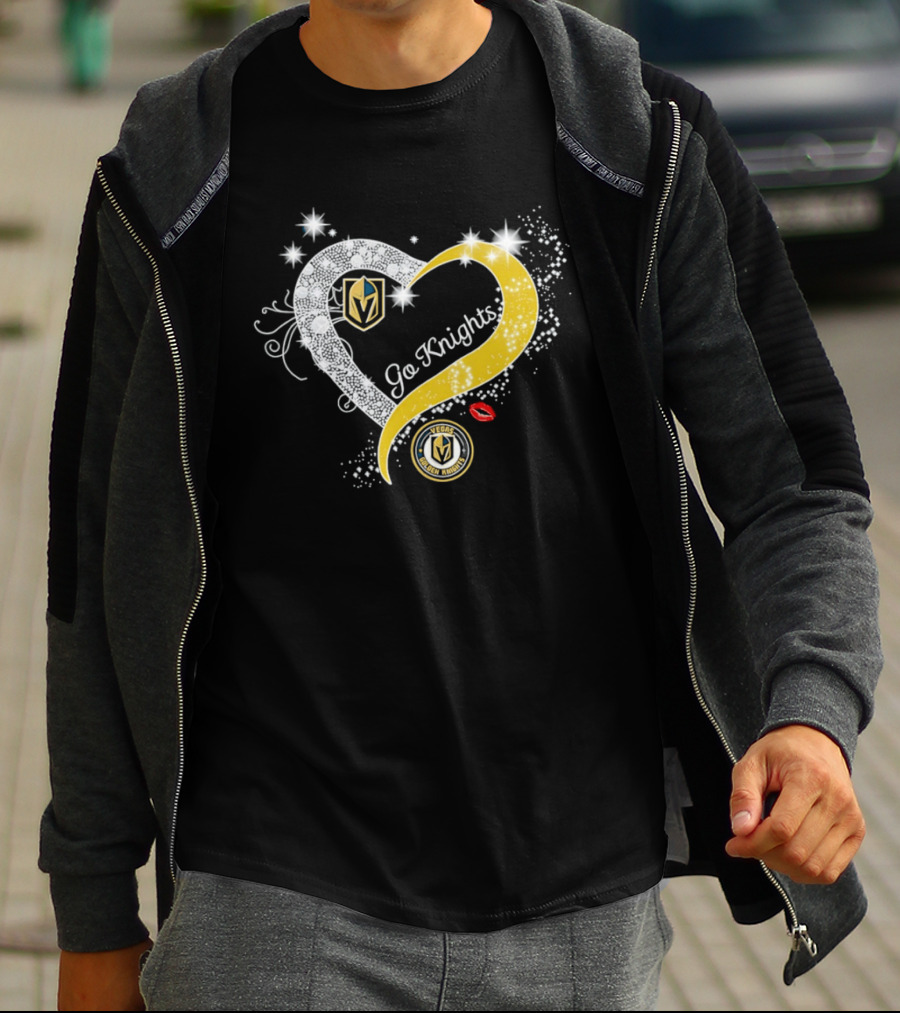 Vegas Golden Knights NHL Heart Emblem Go Knights T-Shirt