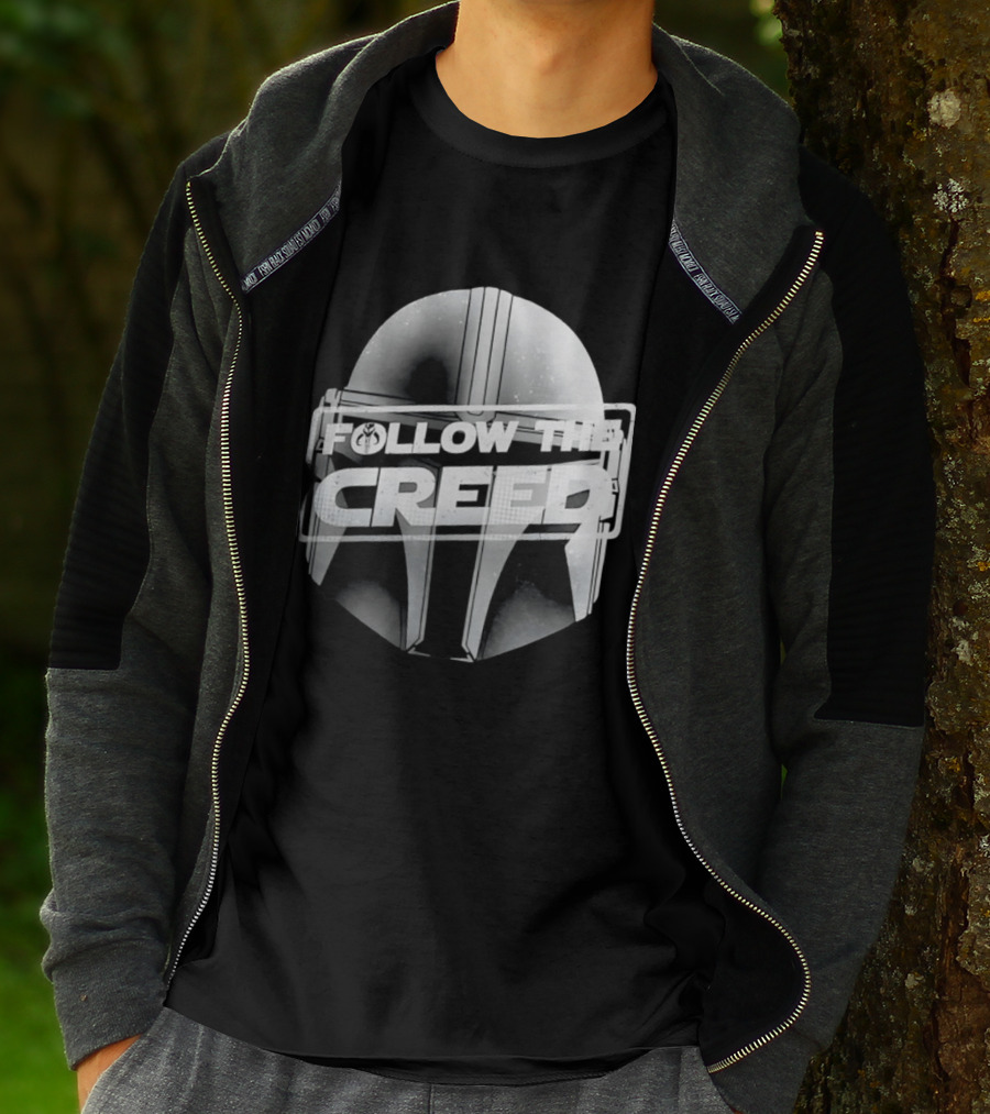 Mandalorian Helmet Follow The Creed Star Wars T-Shirt