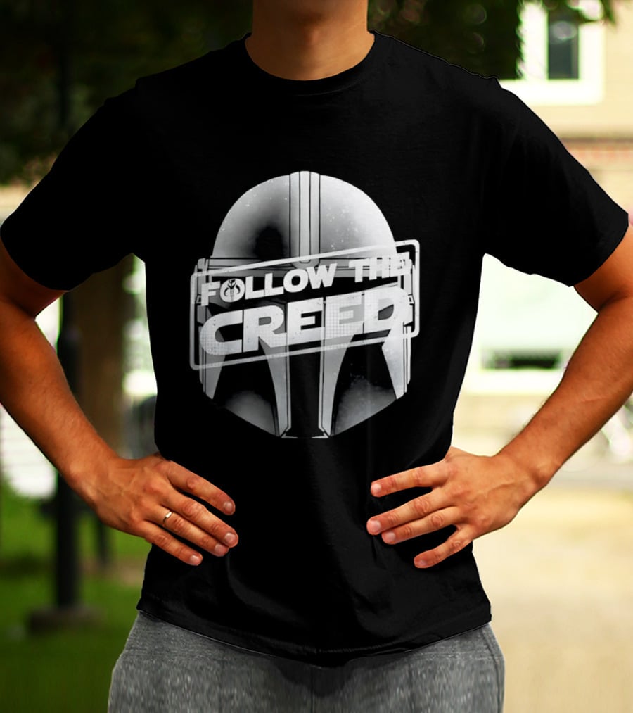 Mandalorian Helmet Follow The Creed Star Wars T-Shirt