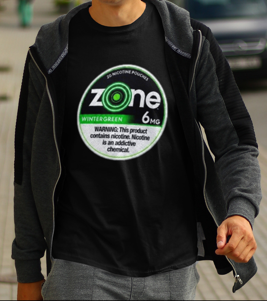 20 Nicotine Pouches Zone Wintergreen 6mg Warning Contains Nicotine T-Shirt