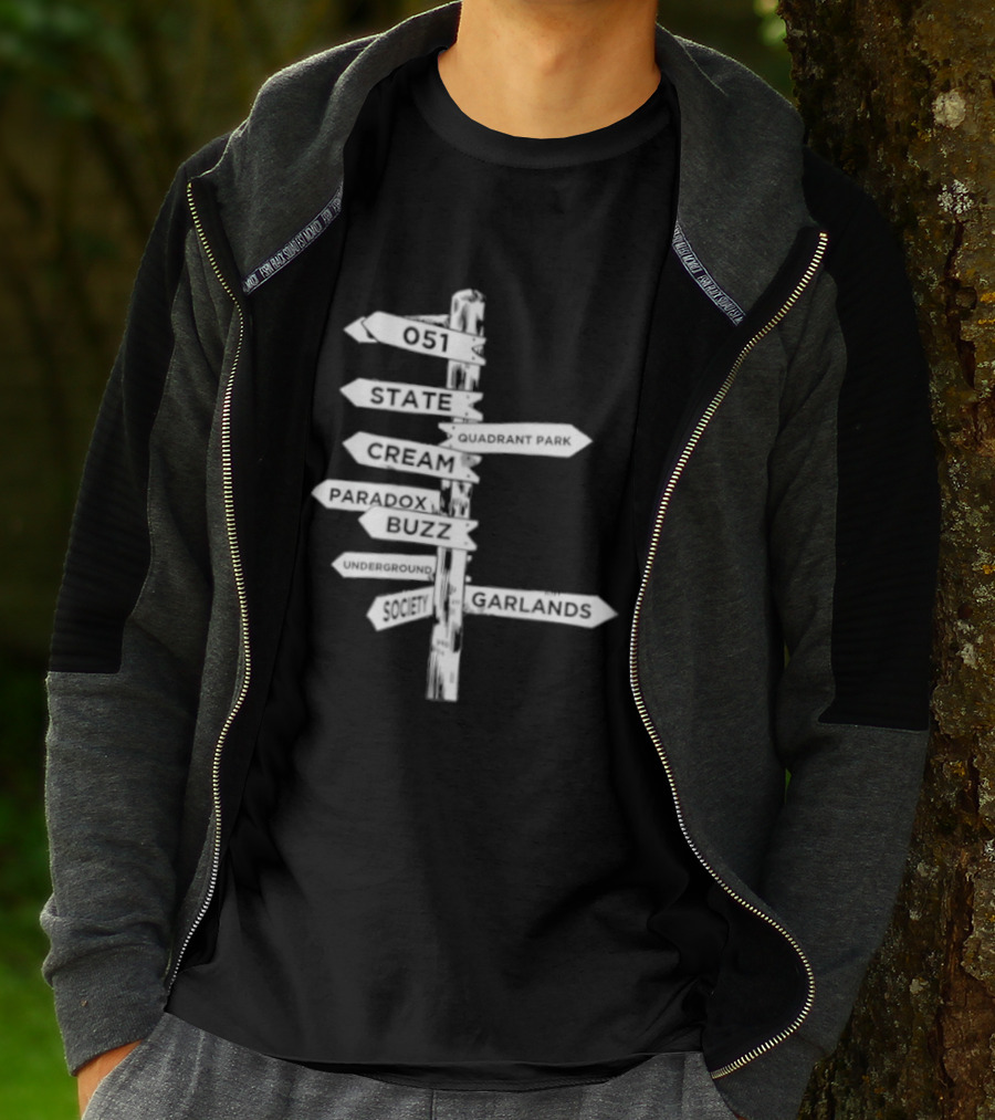 Music Matters Clubland 051 State Quadrant Park Cream Para Dox Buzz Underground Society Garlands T-Shirt