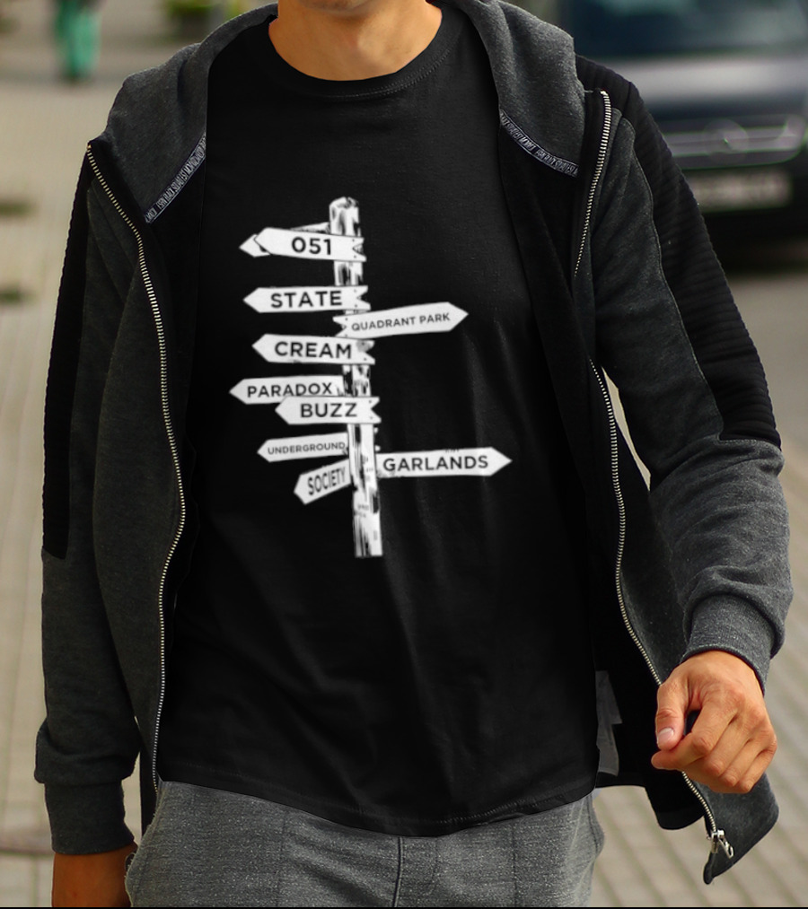 Music Matters Clubland 051 State Quadrant Park Cream Para Dox Buzz Underground Society Garlands T-Shirt