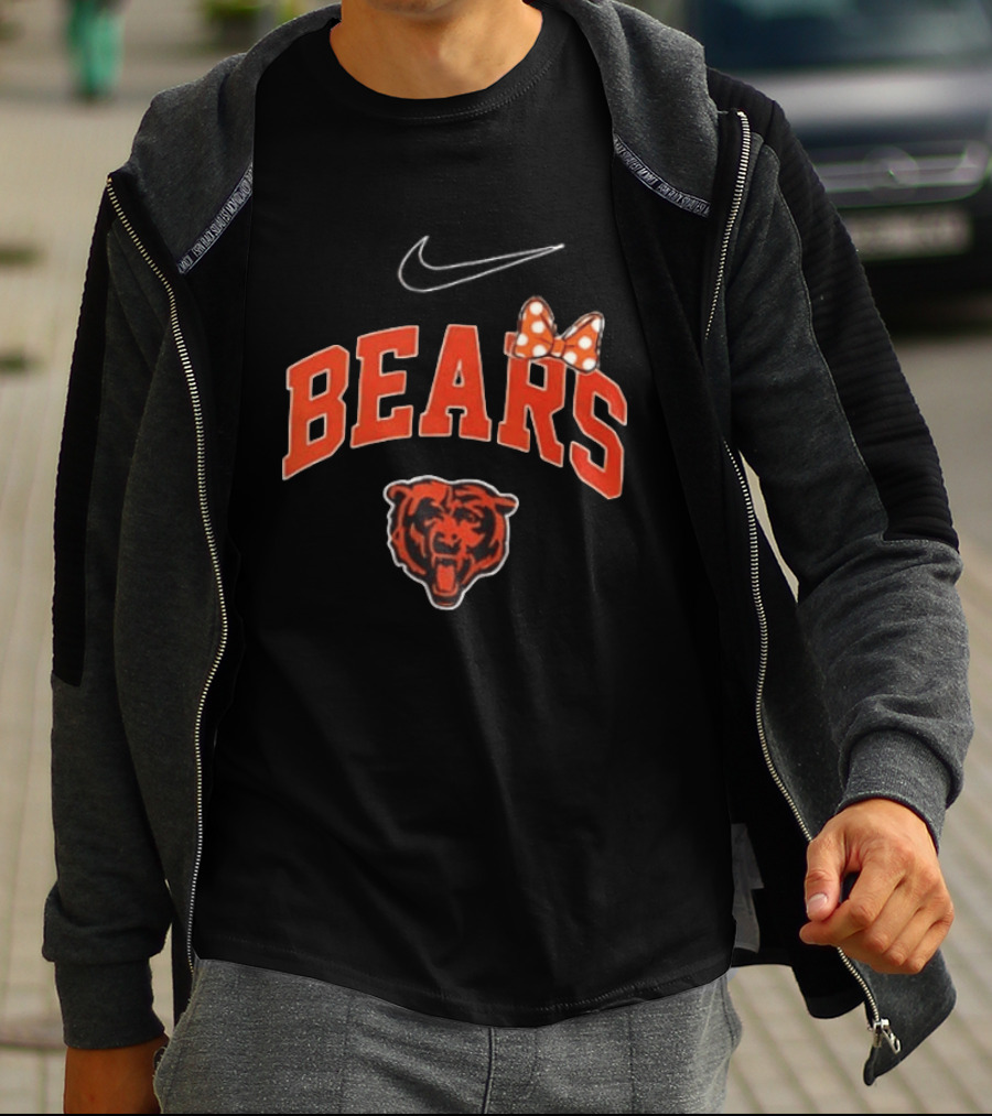 Chicago Bears Boo To You Fa Boo Lous Rugby Minnie Bow 2 Sided T-Shirt