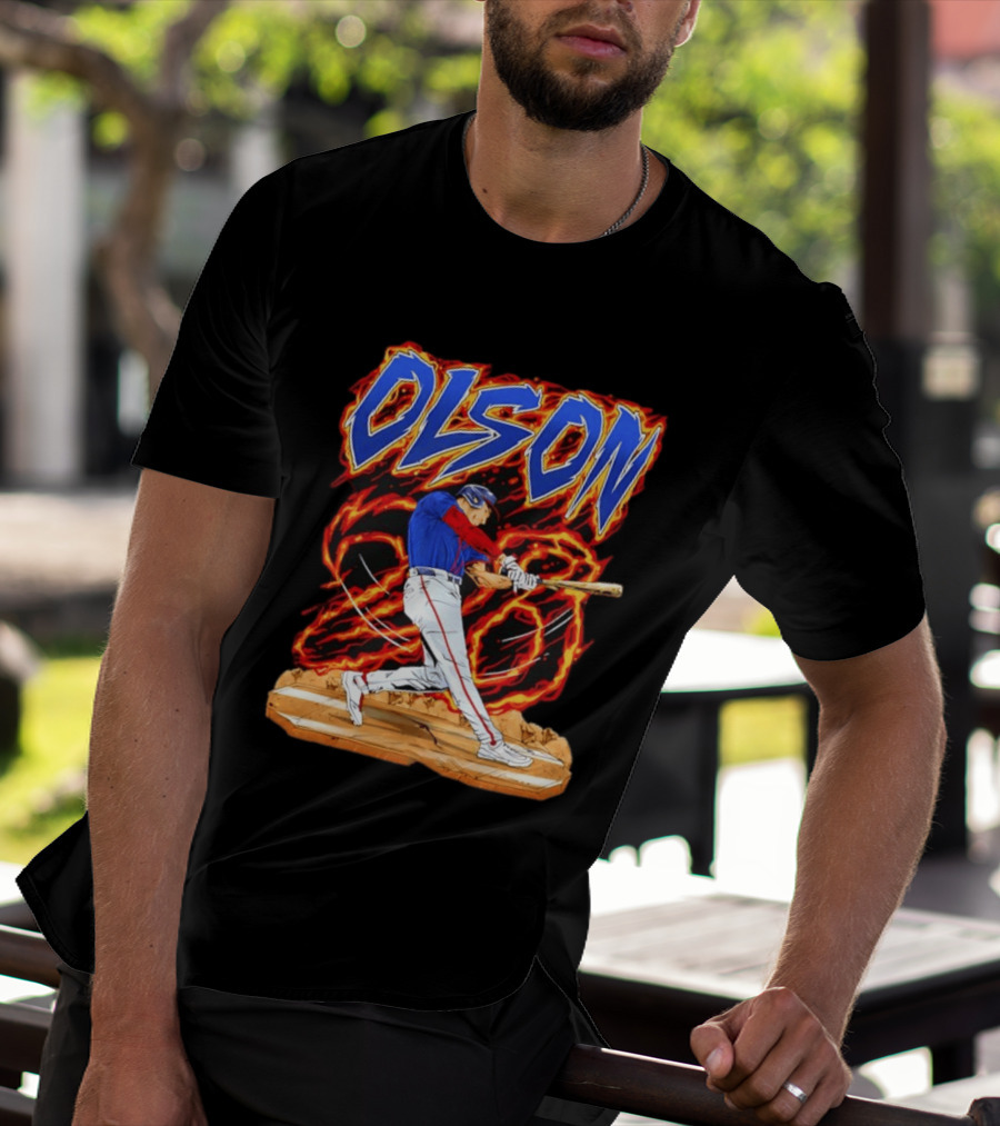 Olson Baseball Player Batting With Intense Flame T-Shirt