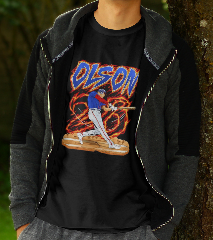 Olson Baseball Player Batting With Intense Flame T-Shirt