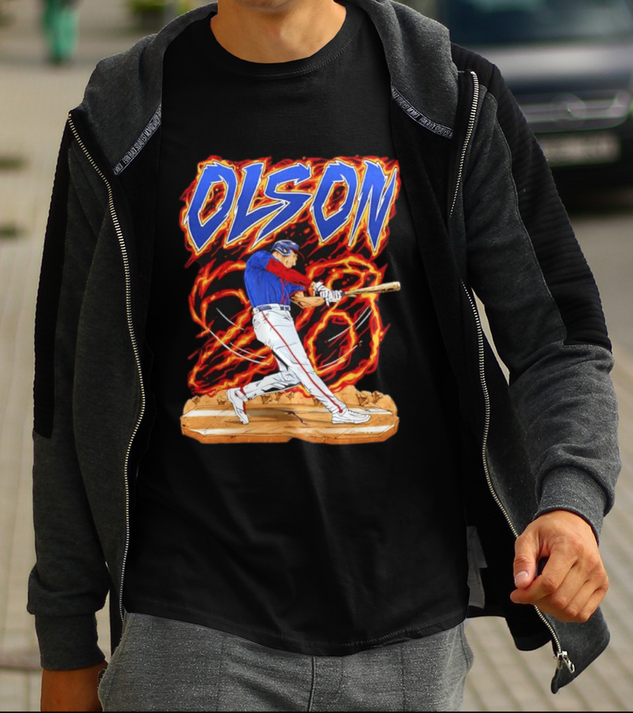 Olson Baseball Player Batting With Intense Flame T-Shirt