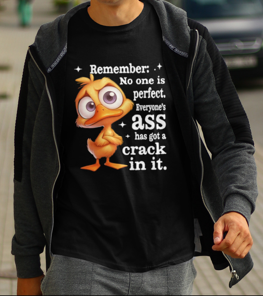 Remember No One Is Perfect Funny Duck Everyone's Ass Has Got A Crack In It T-Shirt