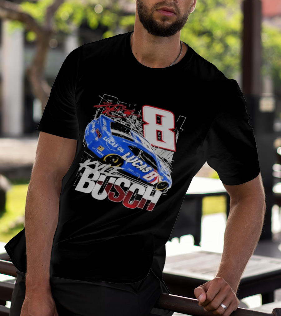 Kyle Busch Lucas Oil #8 Racing Car Red 2 Spot T-Shirt